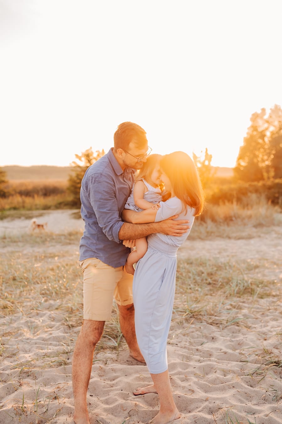 Portret rodzinny zachód słońca sesja nad morzem Trójmiasto