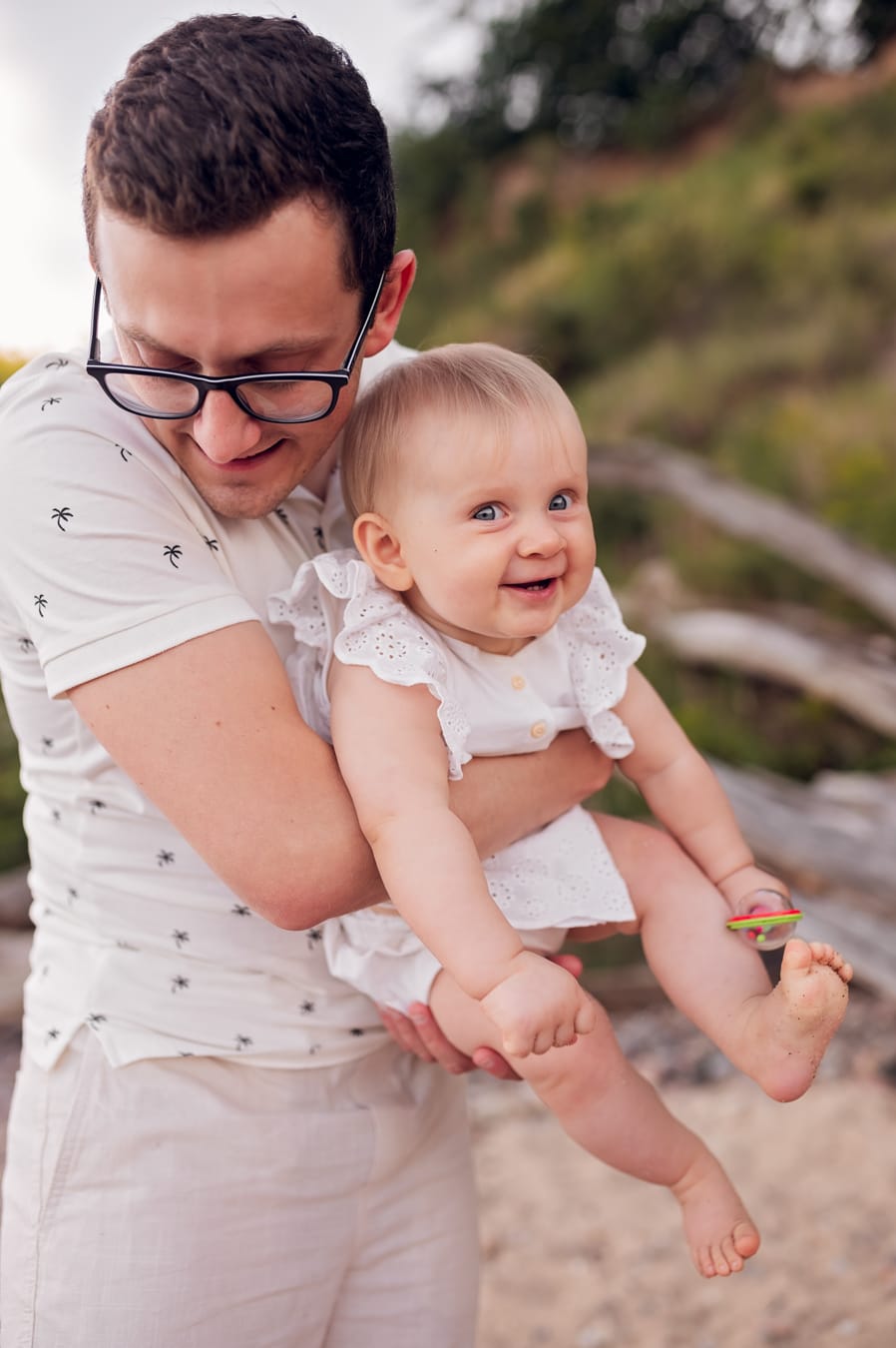 Tata z córeczką zachód słońca sesja Gdynia